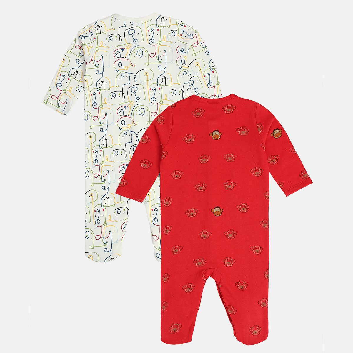 Boys Red/Marshmallow Sleep Suit (Pack Of 2)