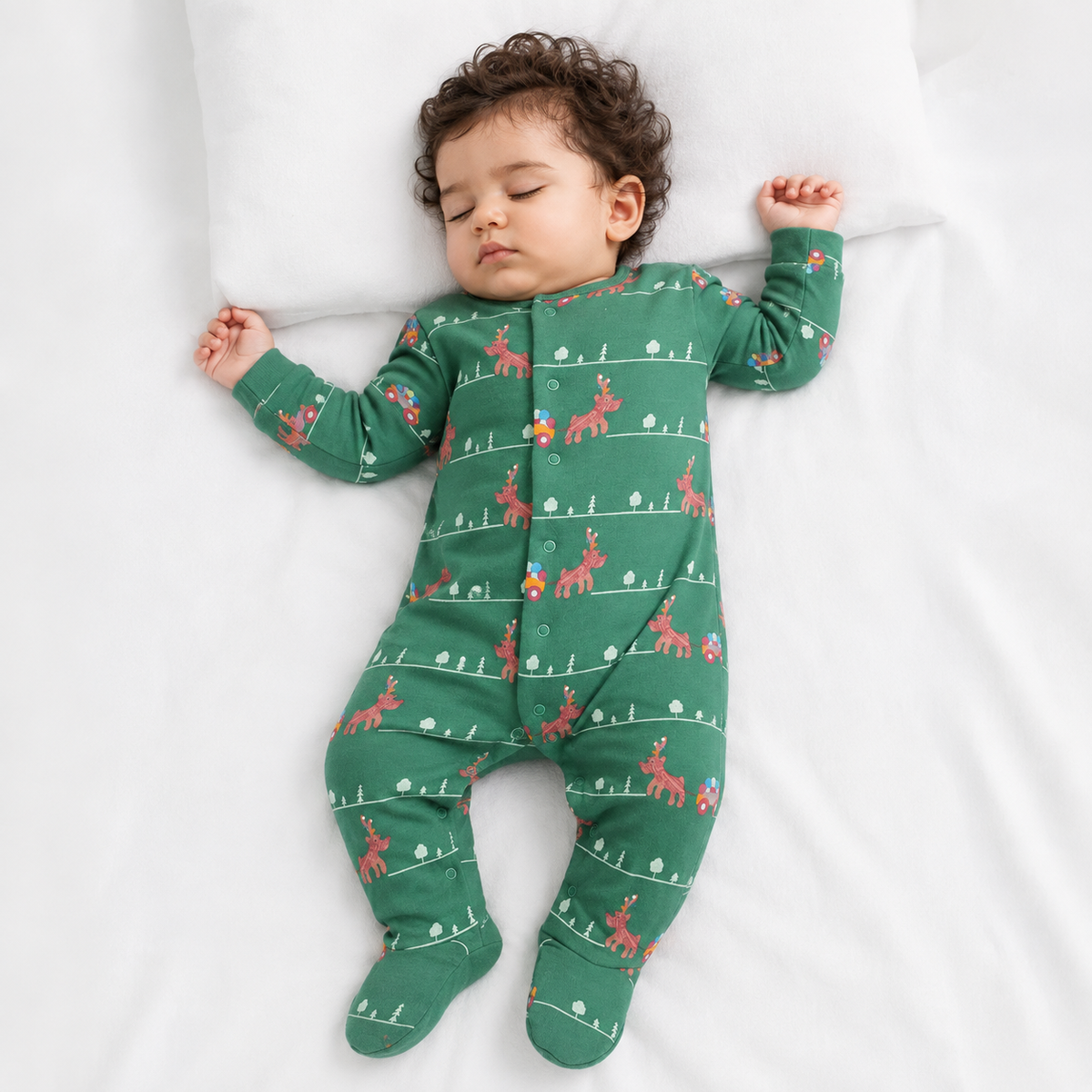 Baby boys Green Cotton Sleep Suit Casual Wear