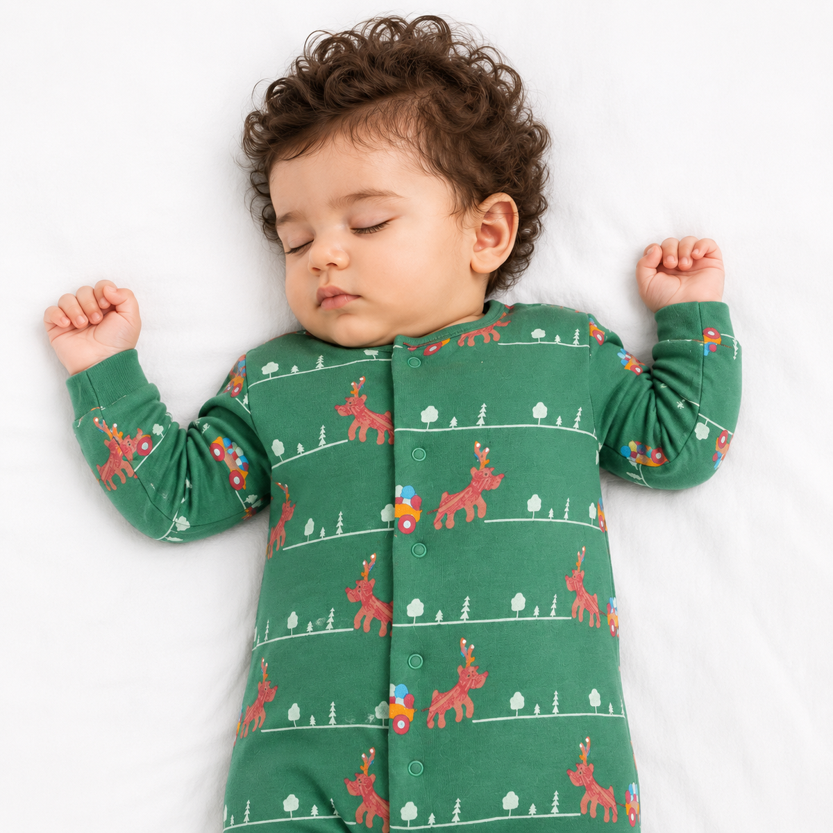 Baby boys Green Cotton Sleep Suit Casual Wear