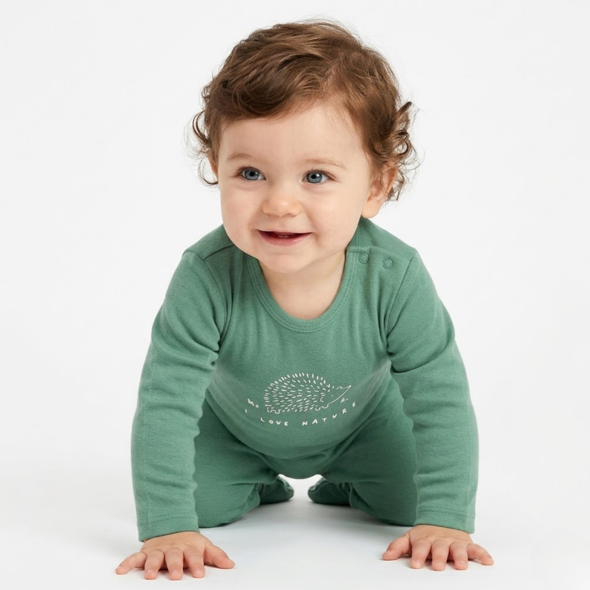Baby Boys Pack of 2 Cotton animal printed sleepsuits, Green and Cream
