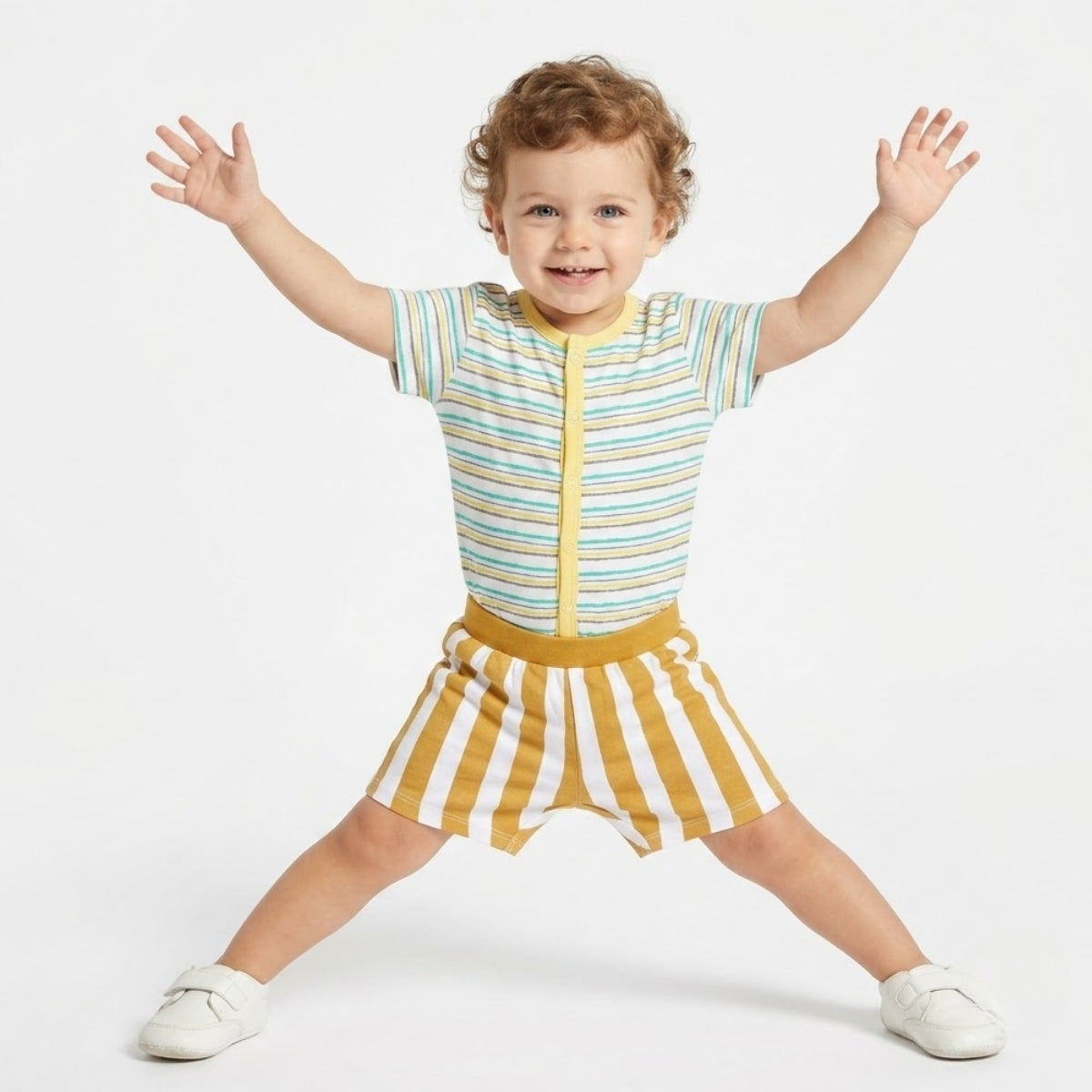 Baby Boys Pack Of 3 cotton printed Shorts - Yellow,  peach & Lavender