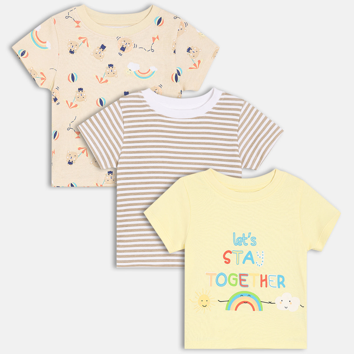 Boys Pack Of 3 Crew Neck Short Sleeve T-Shirt - Multi