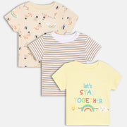 Boys Pack Of 3 Crew Neck Short Sleeve T-Shirt - Multi