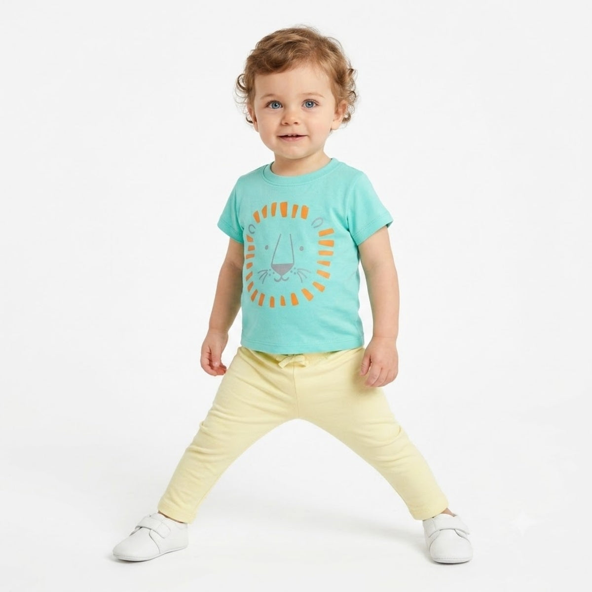 Baby Boys Pack of 3 Cotton Animal Printed T-Shirts, White Light Green & Peach