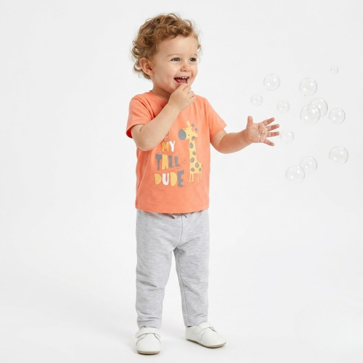 Baby Boys Pack of 3 Cotton Animal Printed T-Shirts, White Light Green & Peach