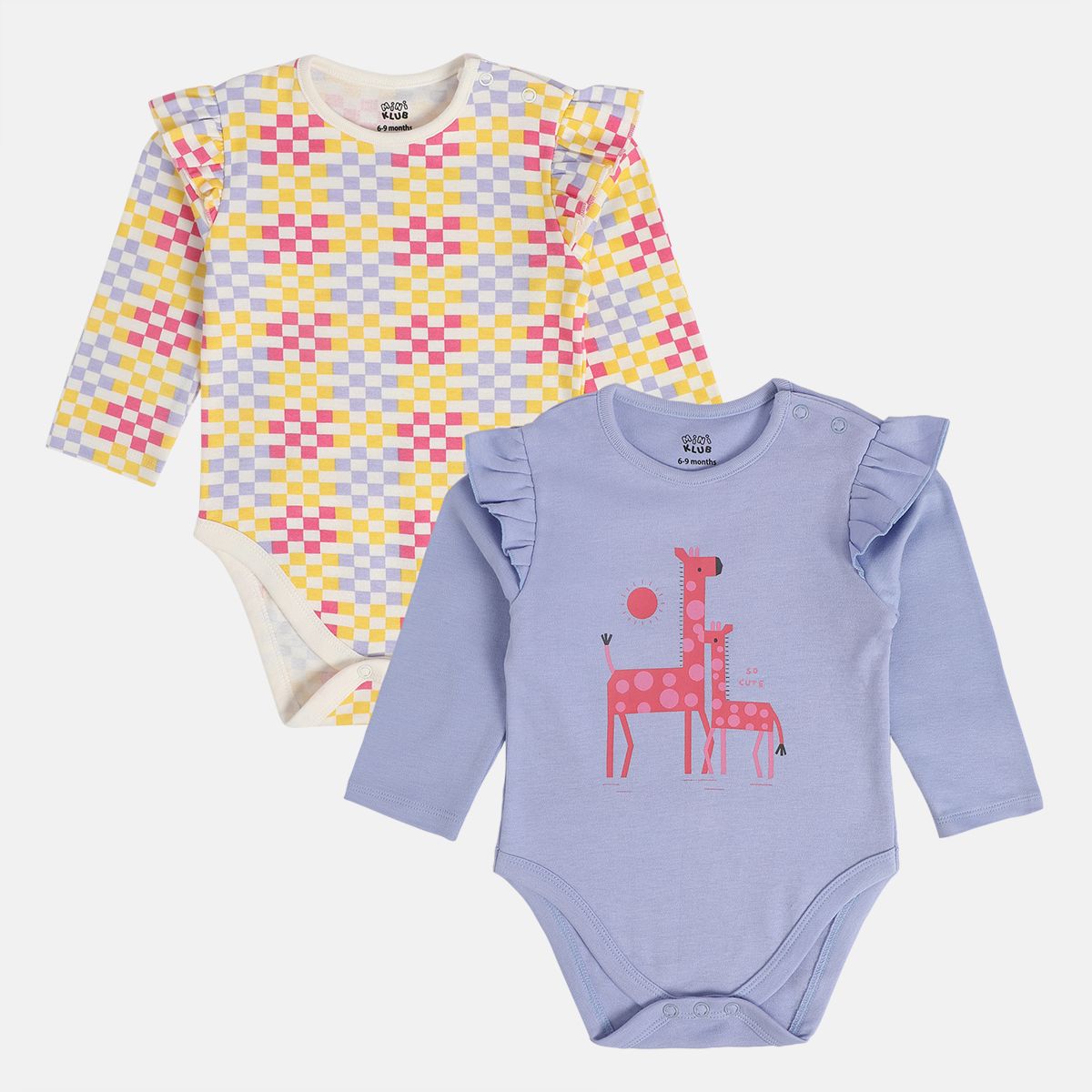 Girls Multicolor Pack Of 2 Body Suit