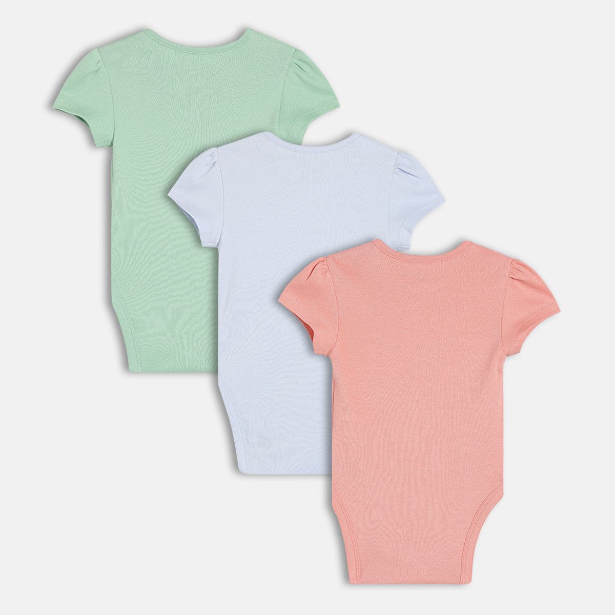 Girls Pack Of 3 Round Neck Long Sleeve Body Suit - Multi