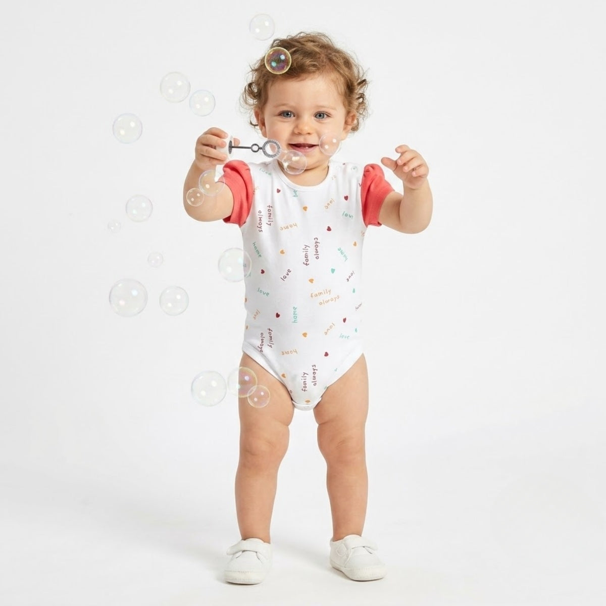 Baby girls Pack Of 3 Round Neck Short Sleeve Body Suit - Coral, White & Red