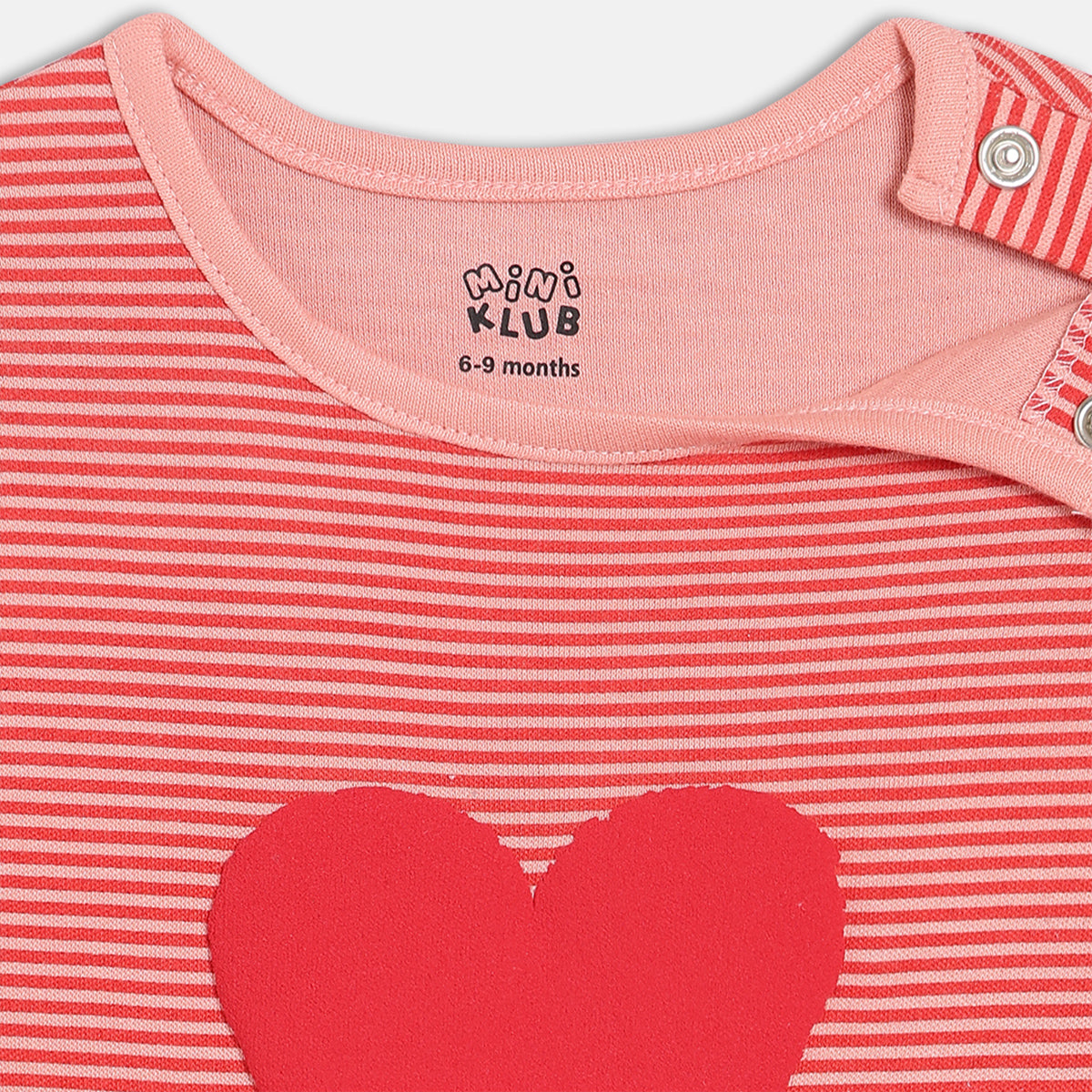 Girls Pack Of 3 Round Neck Short Sleeve Body Suit - Coral/White