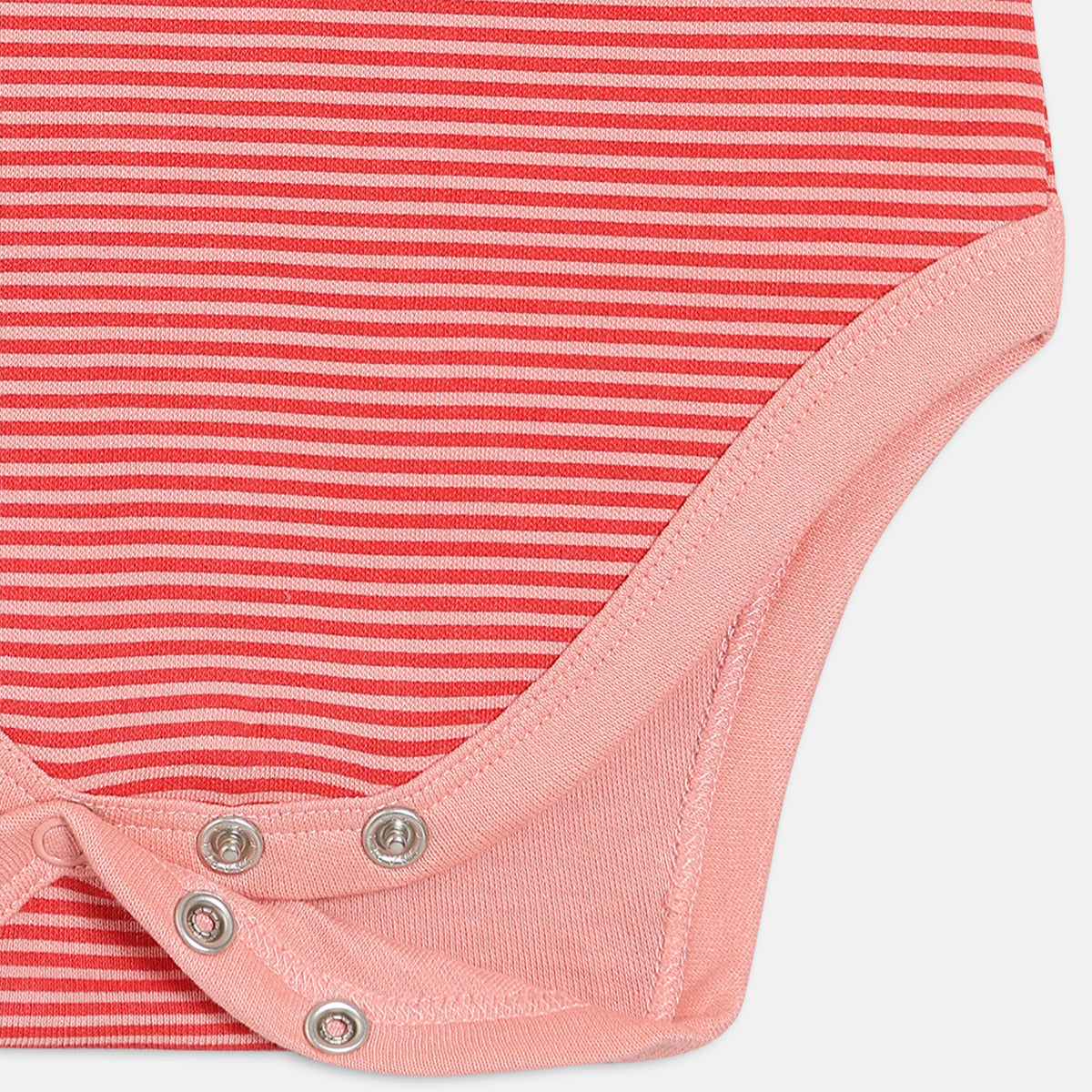 Girls Pack Of 3 Round Neck Short Sleeve Body Suit - Coral/White