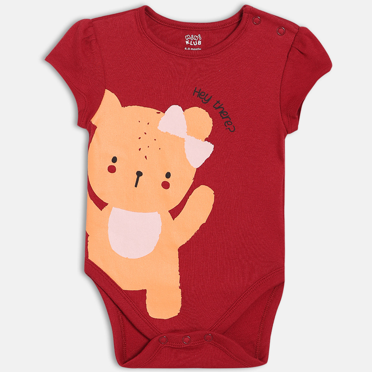 Girls Pack Of 3 Round Neck Short Sleeve Body Suit - Coral/White