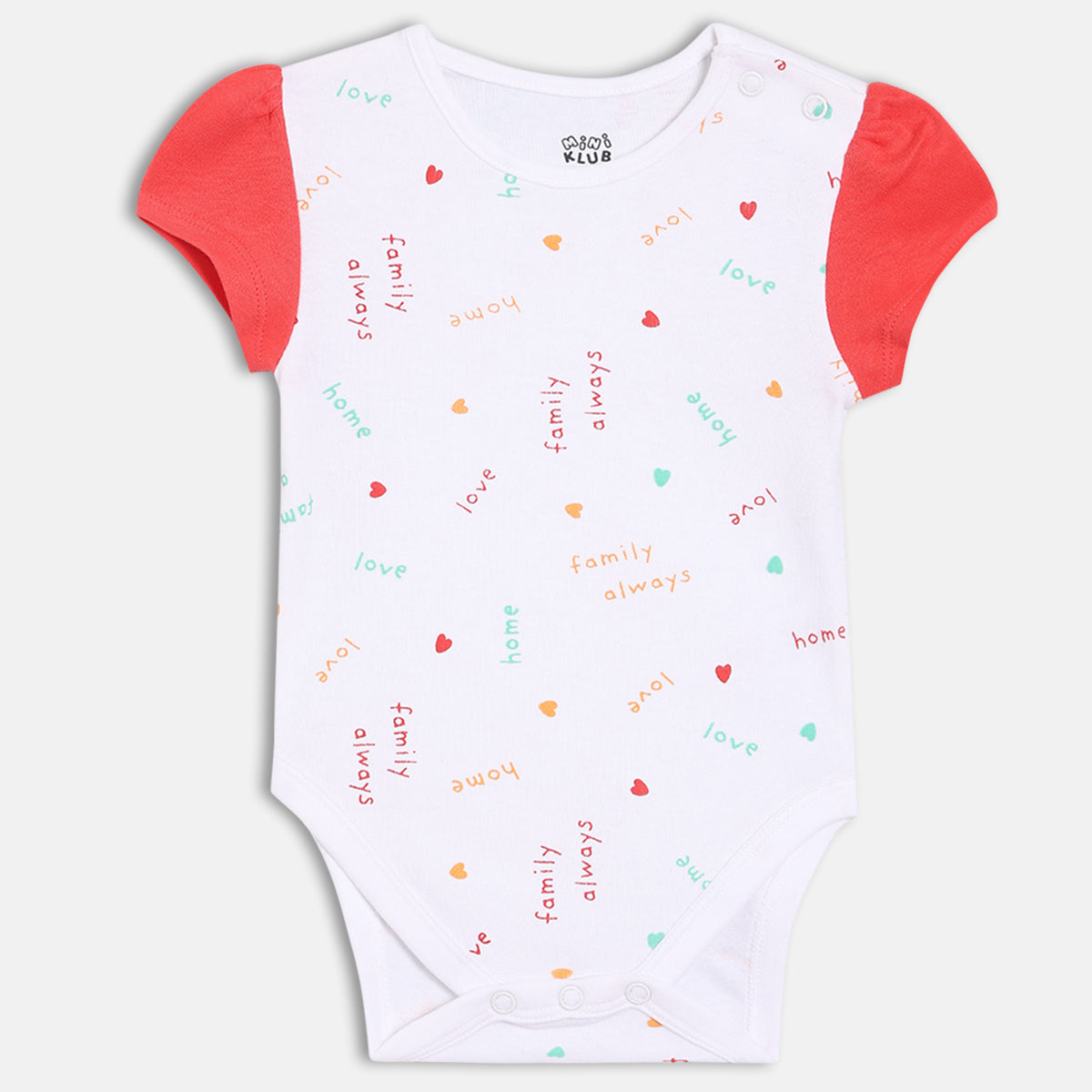 Girls Pack Of 3 Round Neck Short Sleeve Body Suit - Coral/White