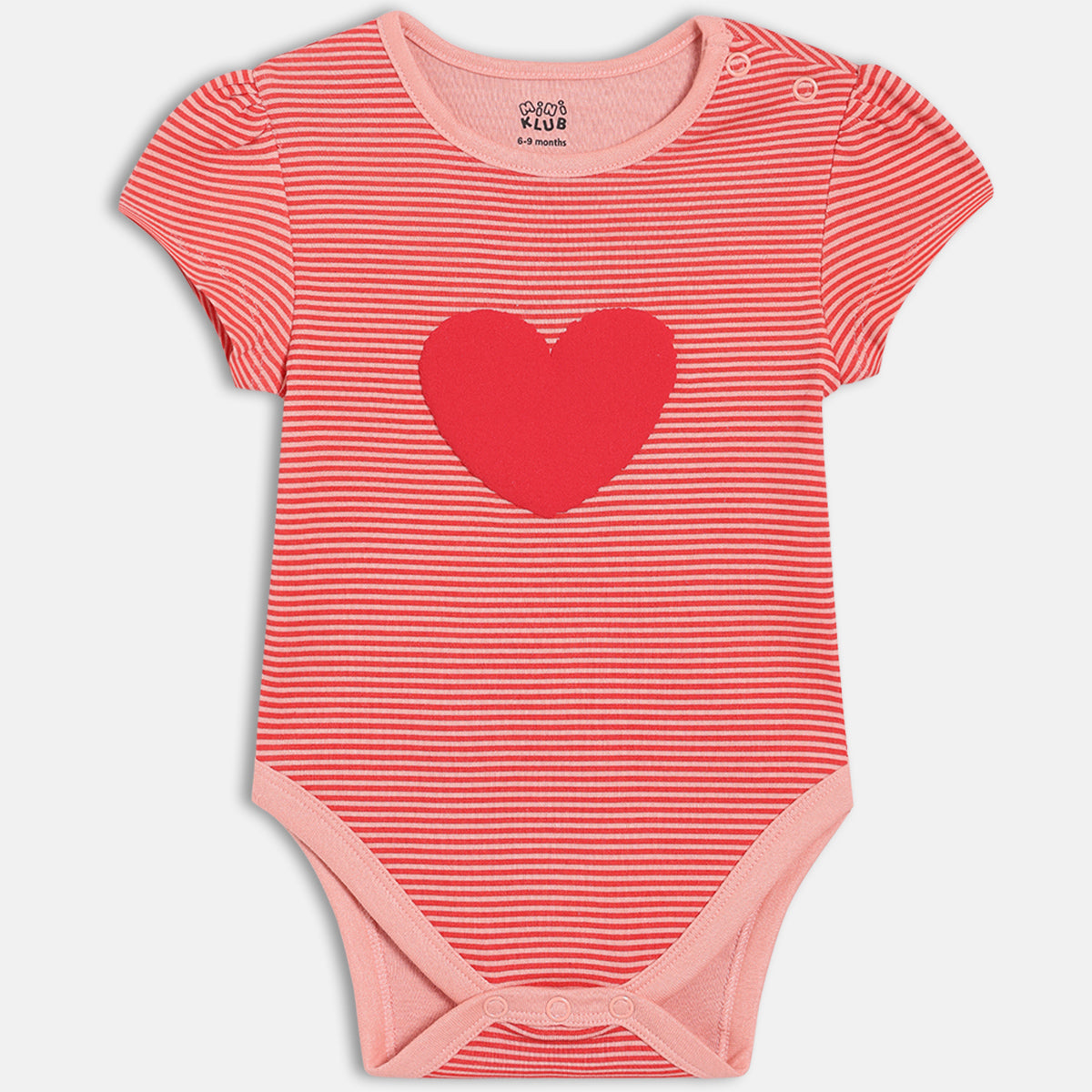 Girls Pack Of 3 Round Neck Short Sleeve Body Suit - Coral/White