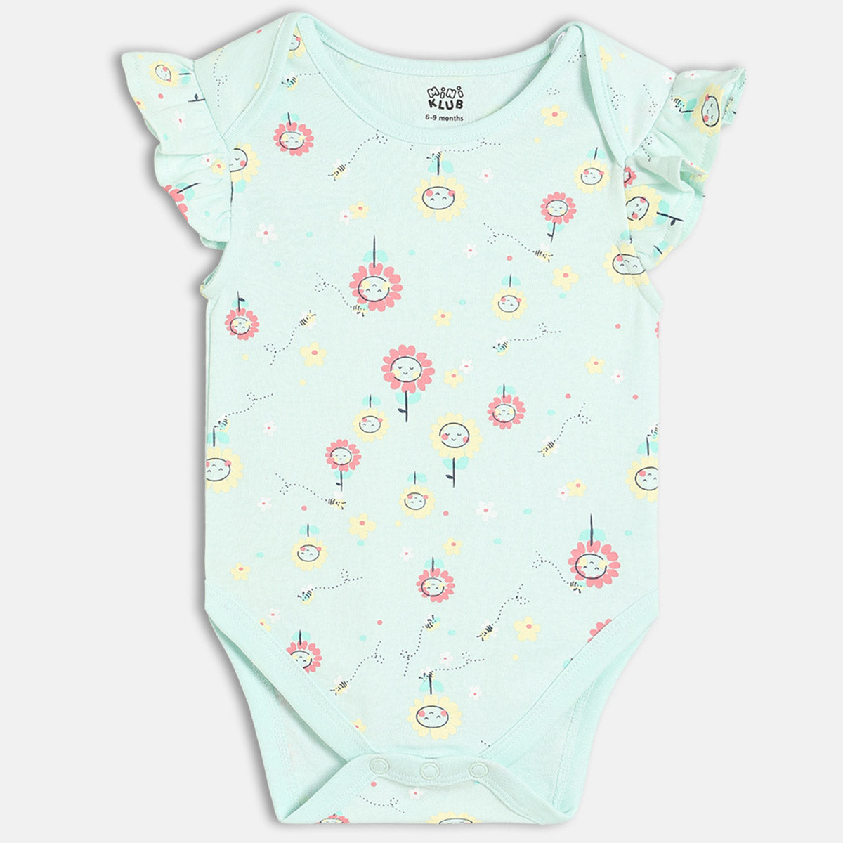 Girls Pack Of 3 Envelop Neck Cap Sleeve Body Suit - Multi