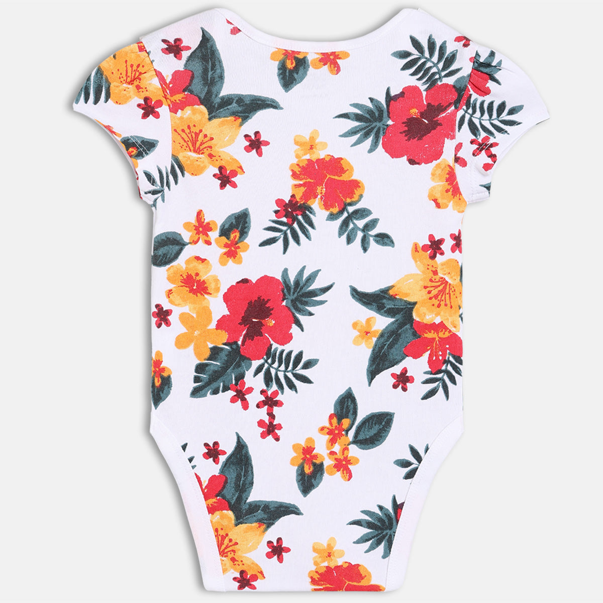 Girls Pack Of 3 Round Neck Cap Sleeve Body Suit - Multi