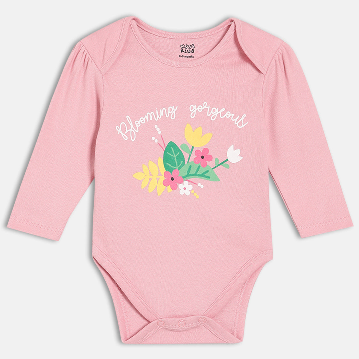 Girls Pack Of 3 Round Neck Full Sleeve Body Suit - Multi