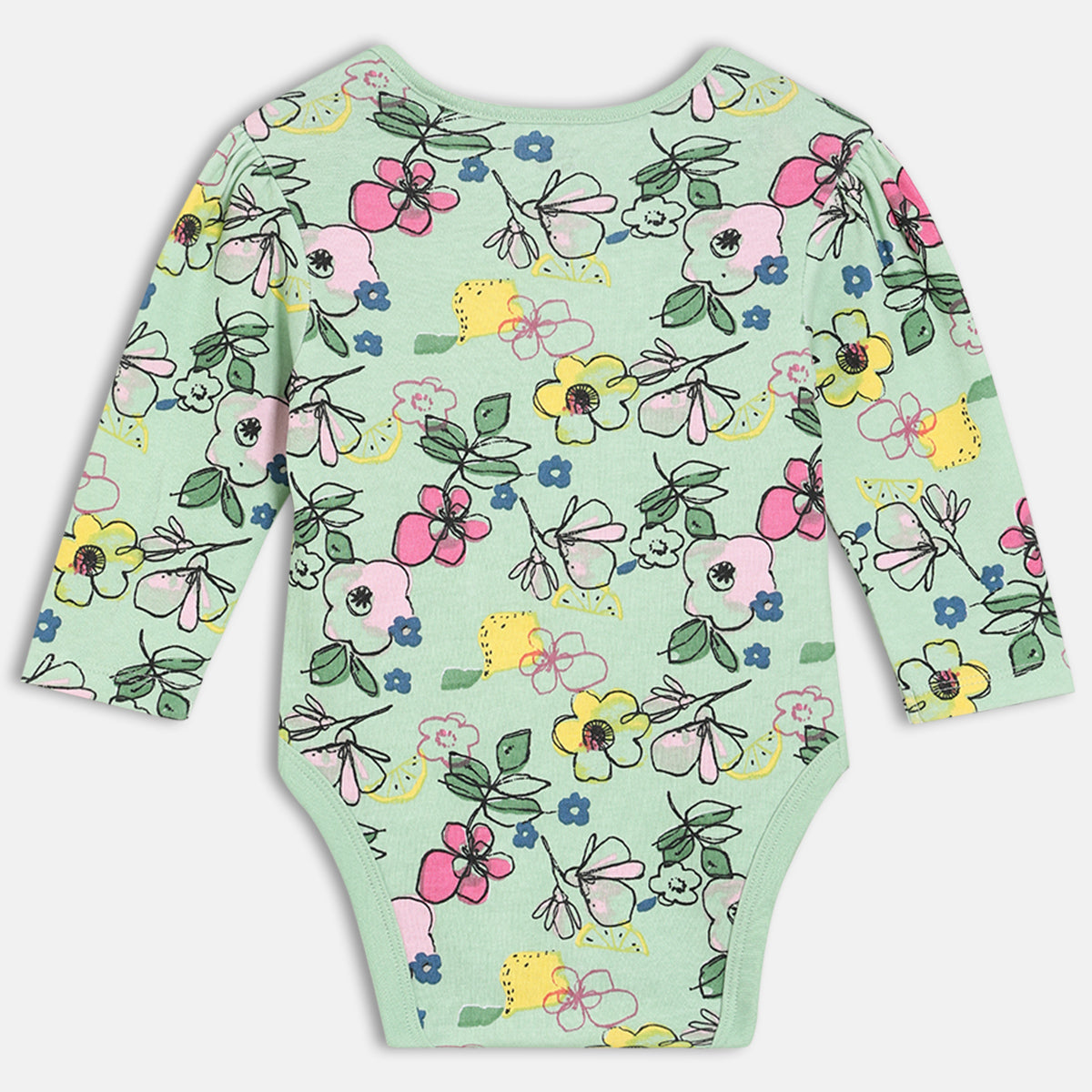 Girls Pack Of 3 Round Neck Full Sleeve Body Suit - Multi