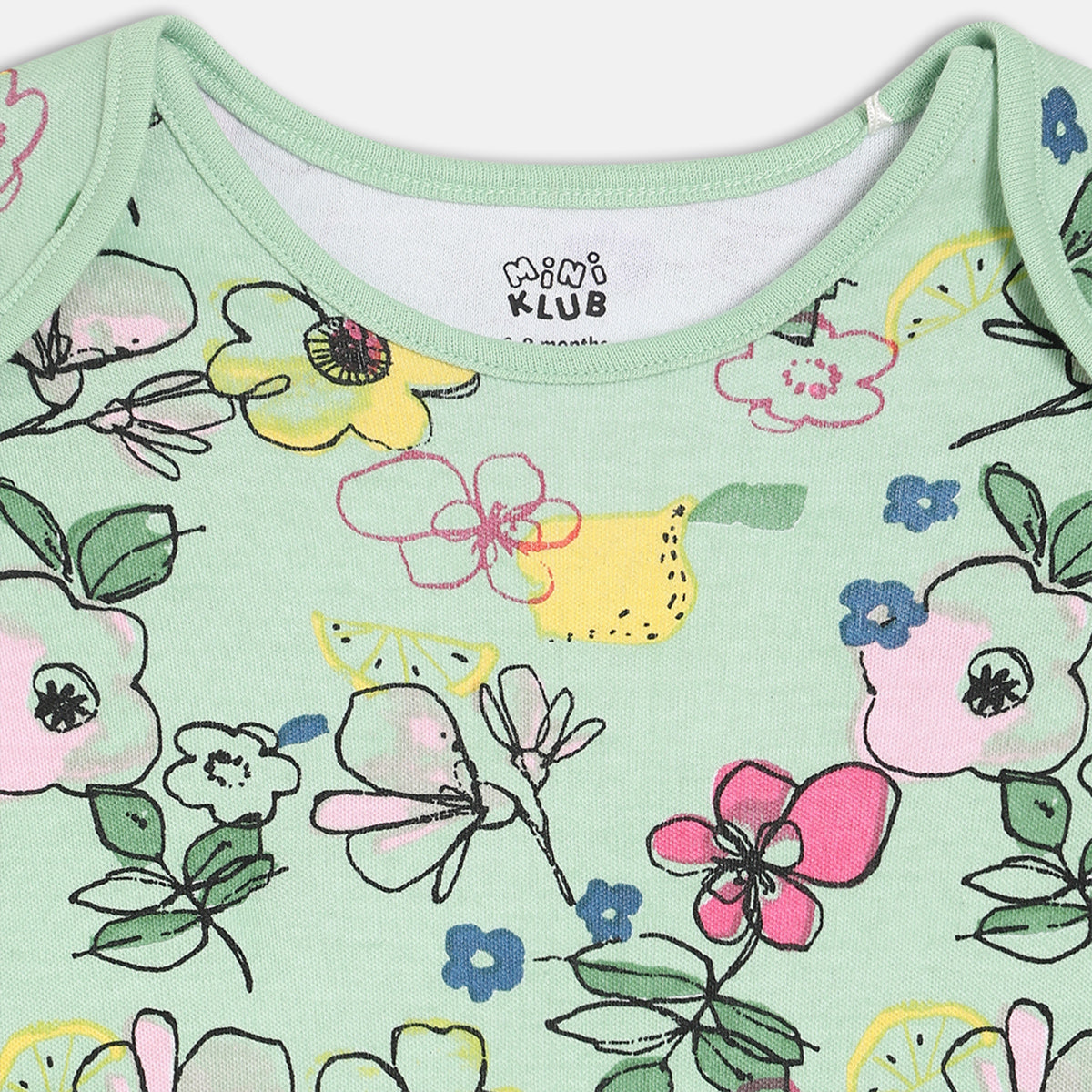 Girls Pack Of 3 Round Neck Full Sleeve Body Suit - Multi