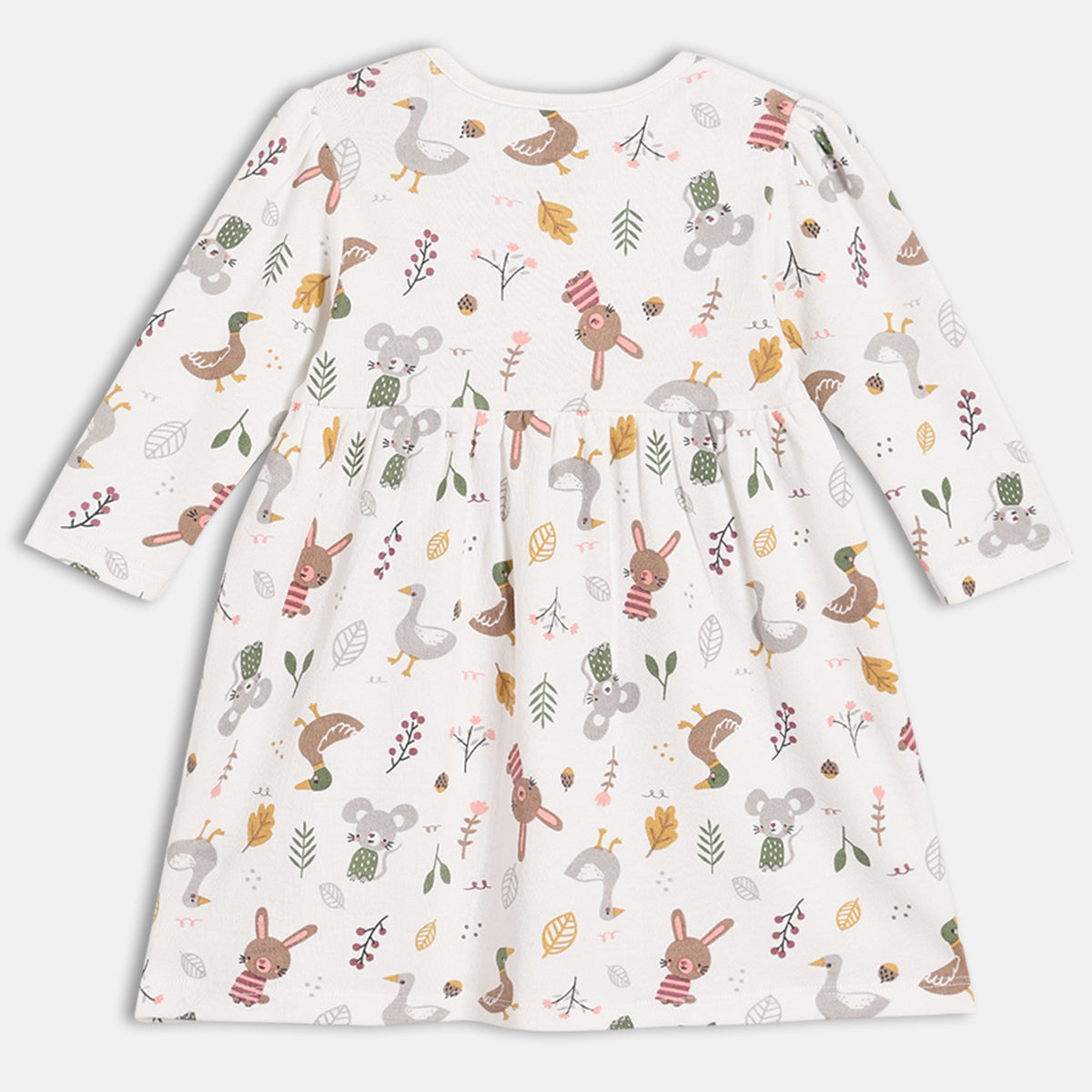 Girls Pack Of 2 Round Neck Full Sleeve Dress - Multi