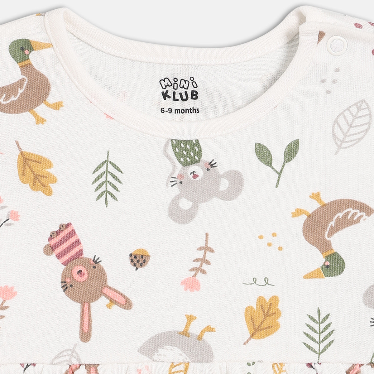 Girls Pack Of 2 Round Neck Full Sleeve Dress - Multi