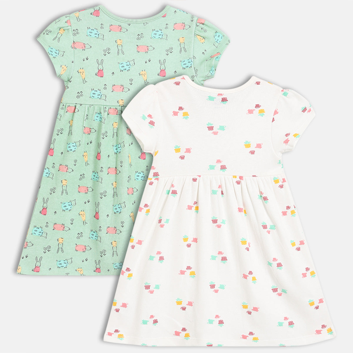 Baby Girls Printed Knit Dresses Pack of 2, Multicolour