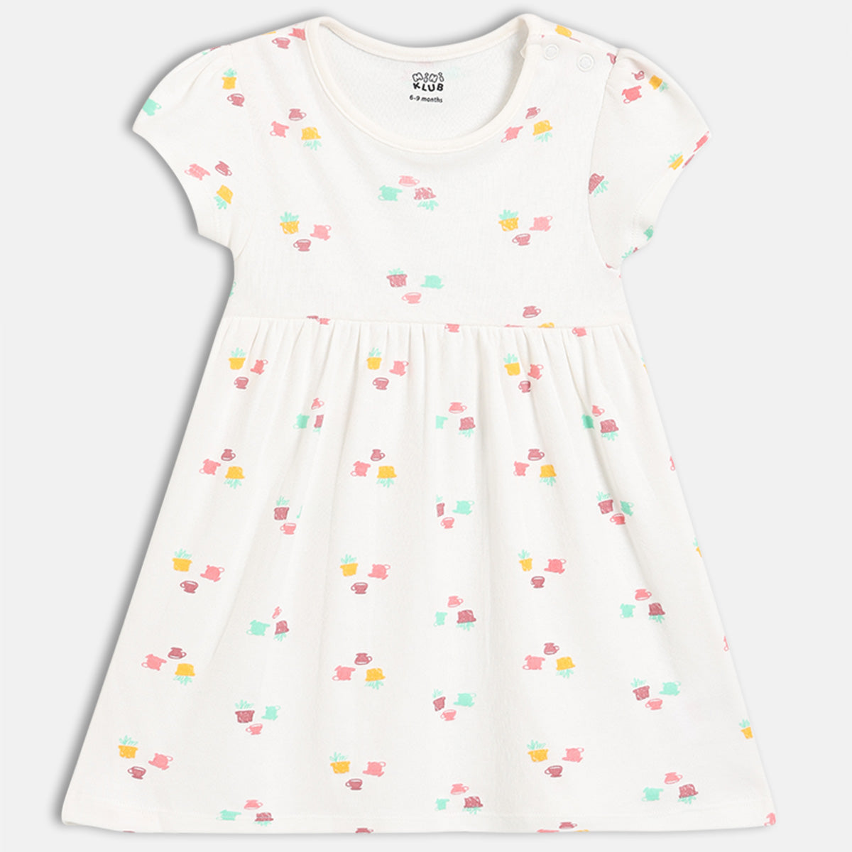 Baby Girls Pack of 2 Cotton animal Printed Dresses, White & Green