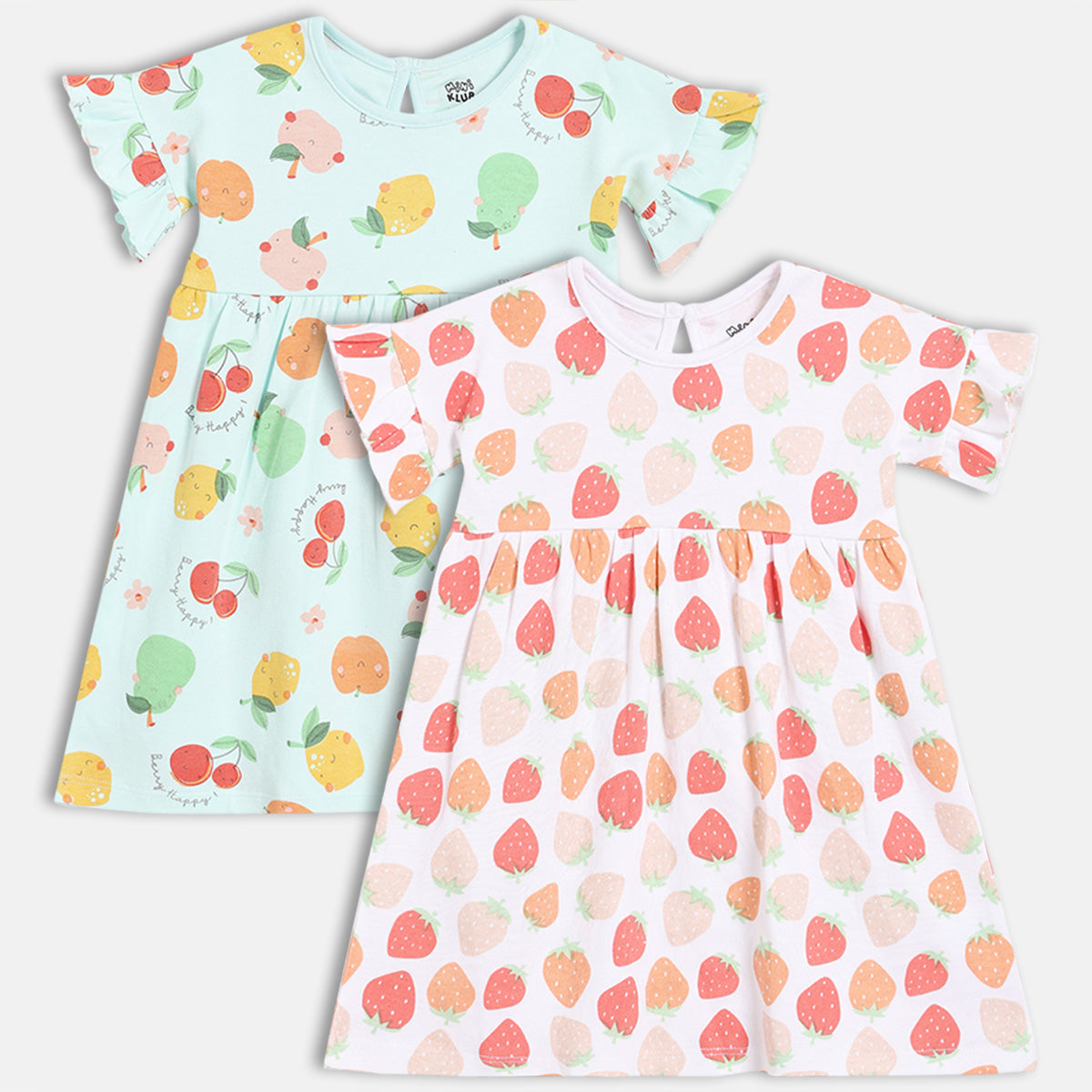 Baby Girls Printed Knit Dresses Pack of 2, Multicolour