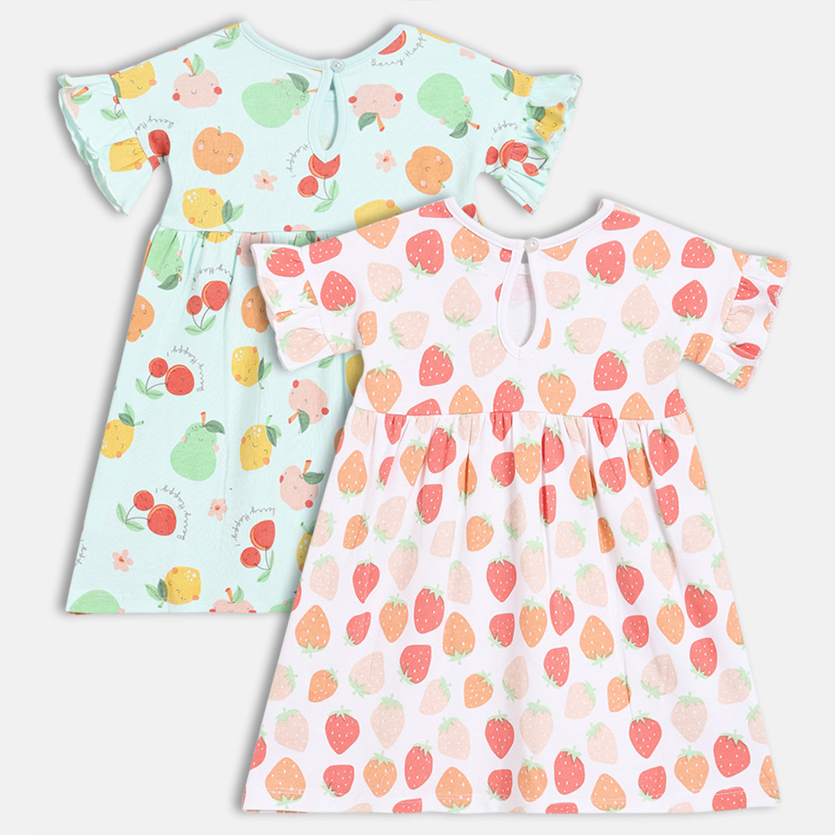 Baby Girls Printed Knit Dresses Pack of 2, Multicolour