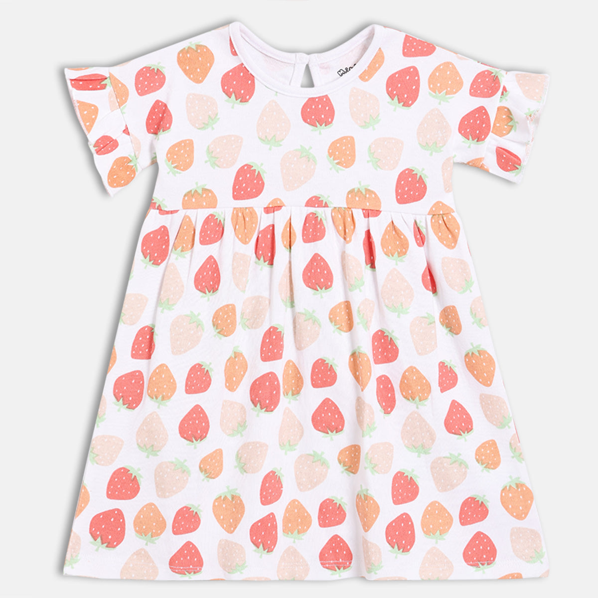 Baby Girls Pack of 2 Cotton fruits Printed Knit Dresses, Blue & White