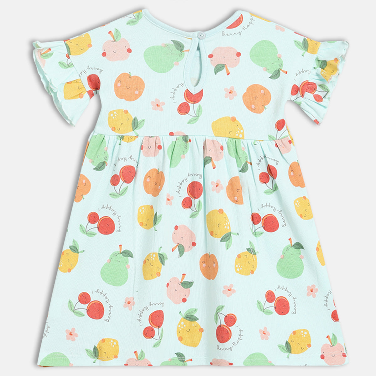 Baby Girls Pack of 2 Cotton fruits Printed Knit Dresses, Blue & White