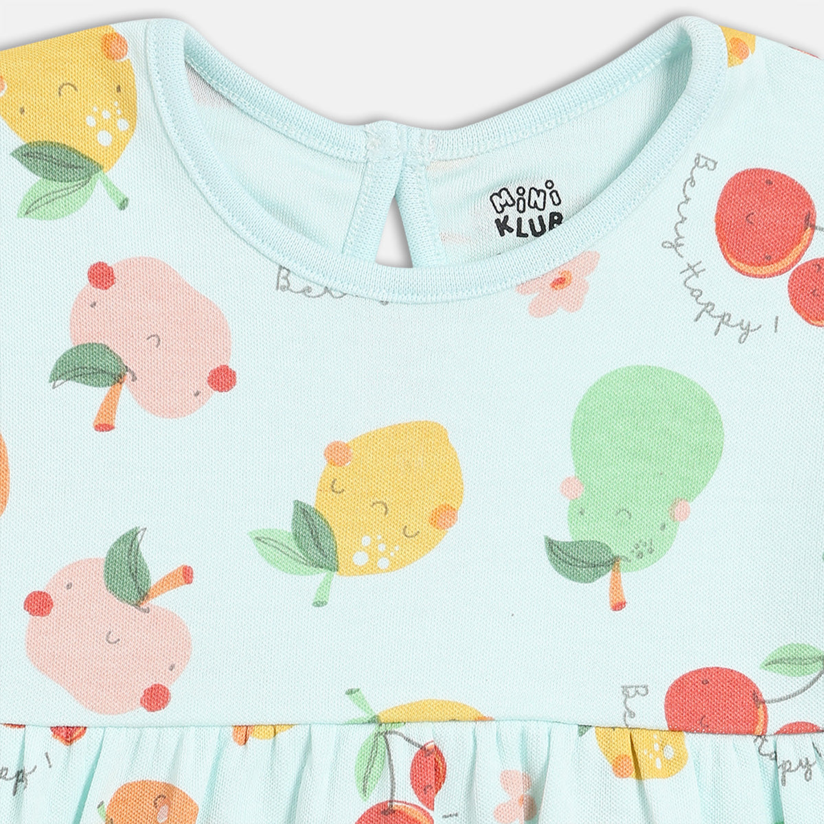 Baby Girls Pack of 2 Cotton fruits Printed Knit Dresses, Blue & White