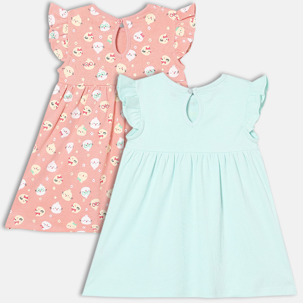 Girls Pack Of 2 Crew Neck Cap Sleeve Dress Multi