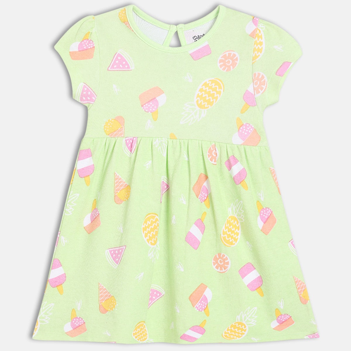 Baby Girls Printed Knit Dresses Pack of 2, Green and Pink