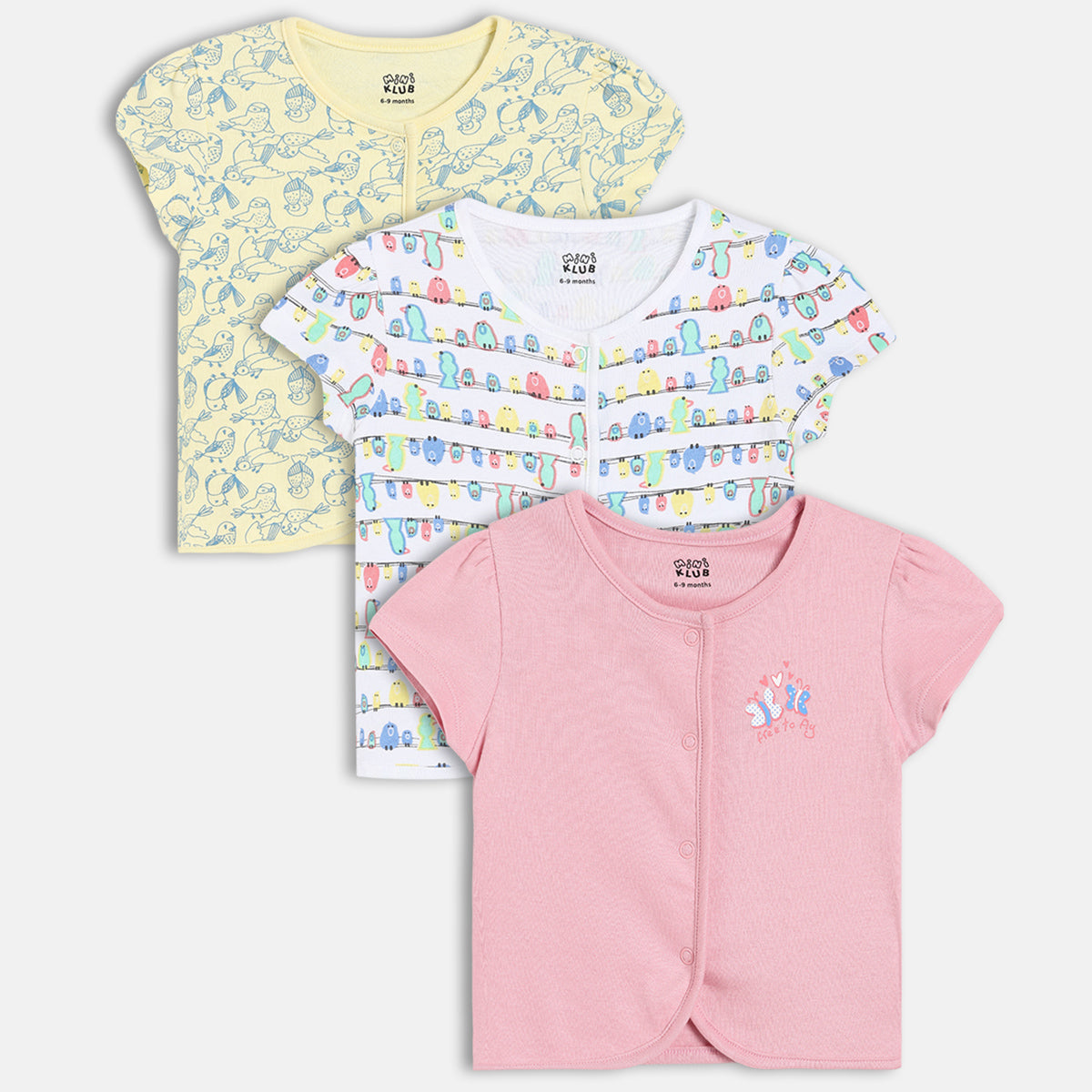 Girls Pack Of 3 Front Open Cap Sleeve Front Open Vest - Multi