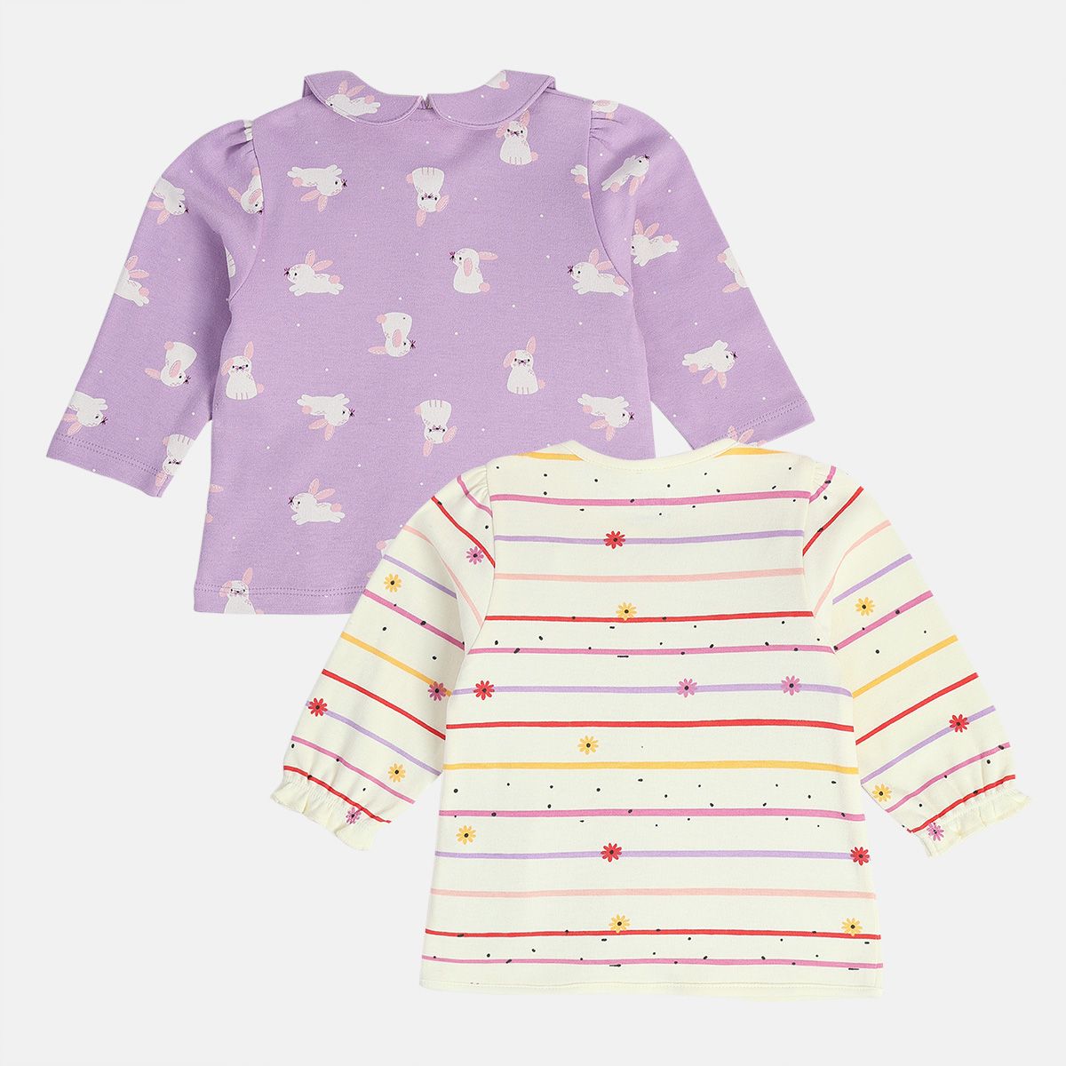 Girls Off White/Lavender Front Open Vest (Pack Of 2)