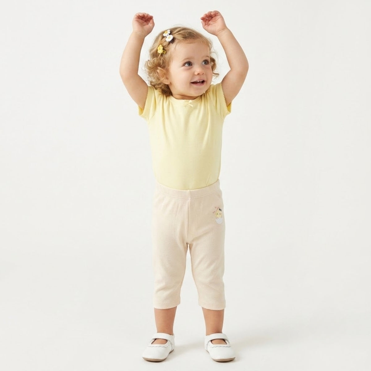 Baby Girls Pack of 3 Cotton Printed Leggings, Pink, Blue and Beige