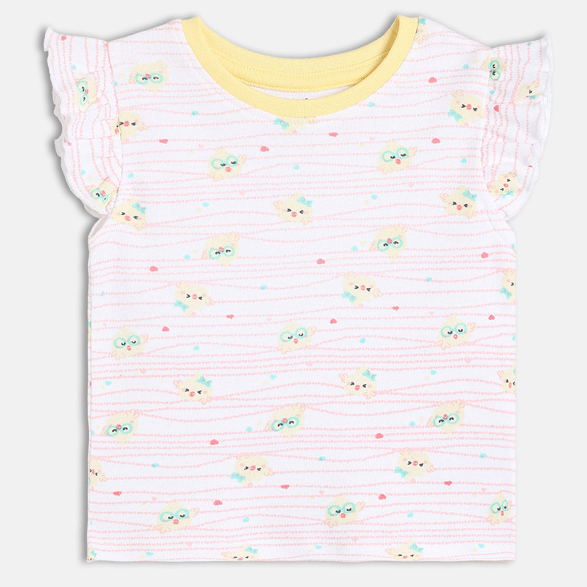 Girls Pack Of 3 Crew Neck Frill Sleeve Knit Top - Multi