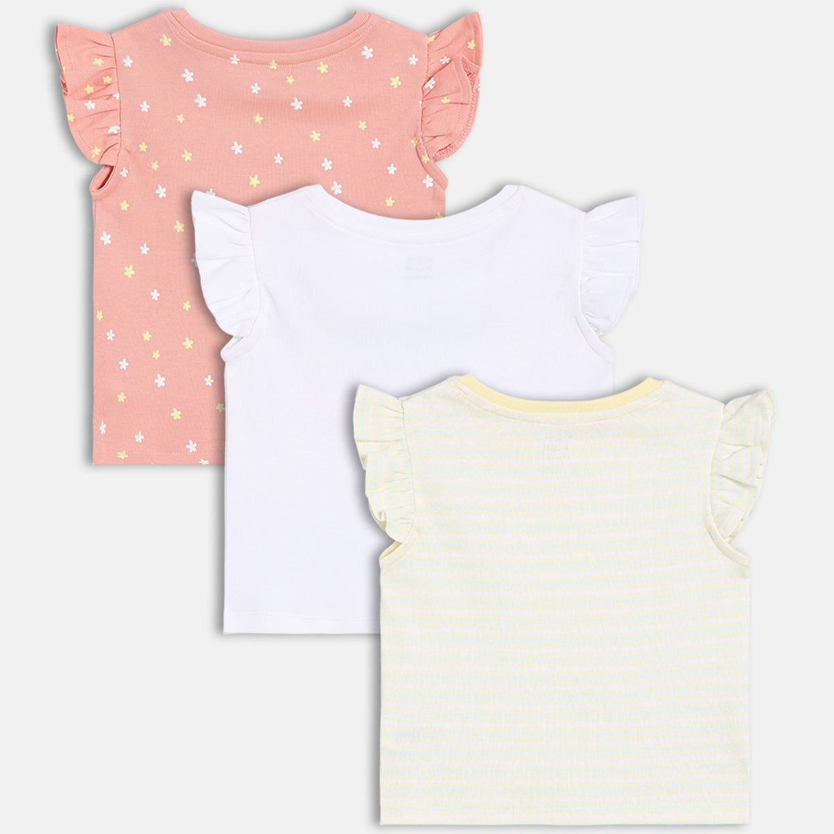 Girls Pack Of 3 Crew Neck Frill Sleeve Knit Top - Multi