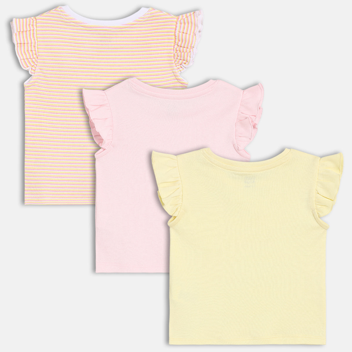 Girls Pack Of 3 Crew Neck Cap Sleeve Knit Top - Multi