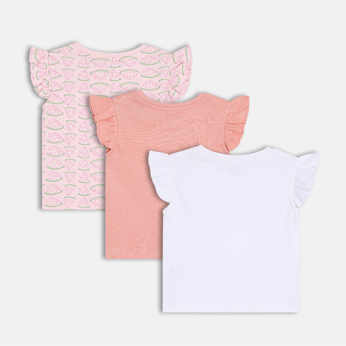 Girls Pack Of 3 Crew Neck Cap Sleeve Knit Top Multi