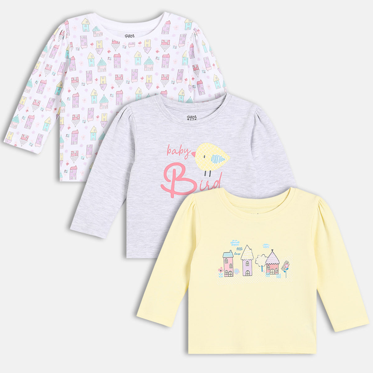 Girls Pack Of 3 Front Open Long Sleeve Knit Top - Multi