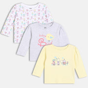 Girls Pack Of 3 Front Open Long Sleeve Knit Top - Multi