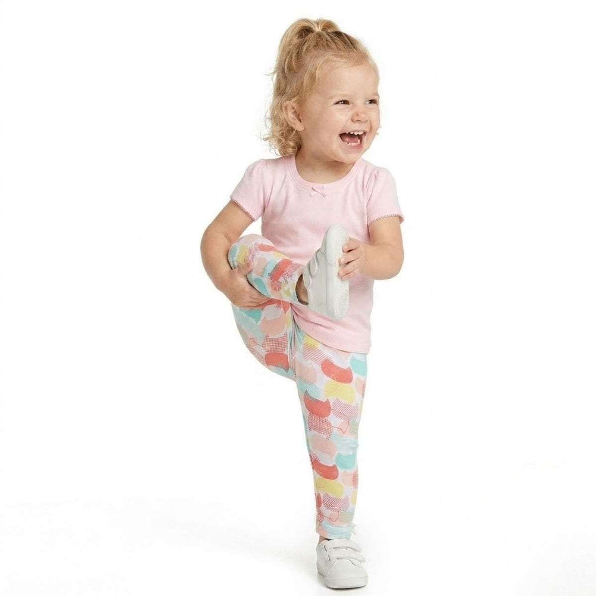 Baby girls Pack Of 3 Cotton Printed Leggings - White, Red & Green