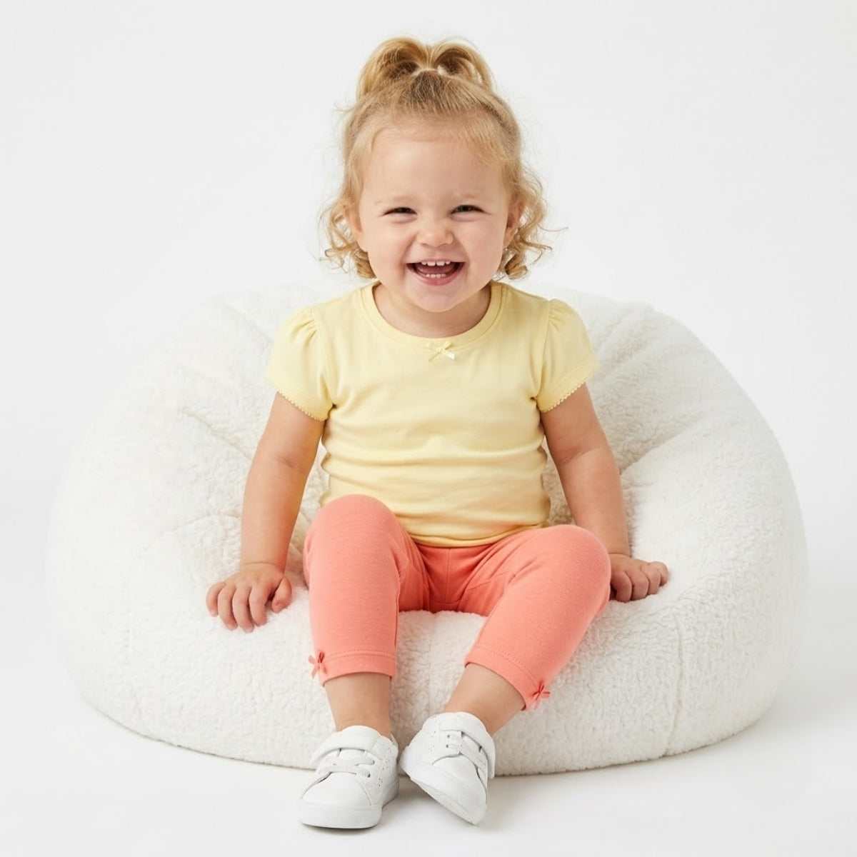 Baby girls Pack of 3 cotton Solid Leggings, Peach, Blue & Red