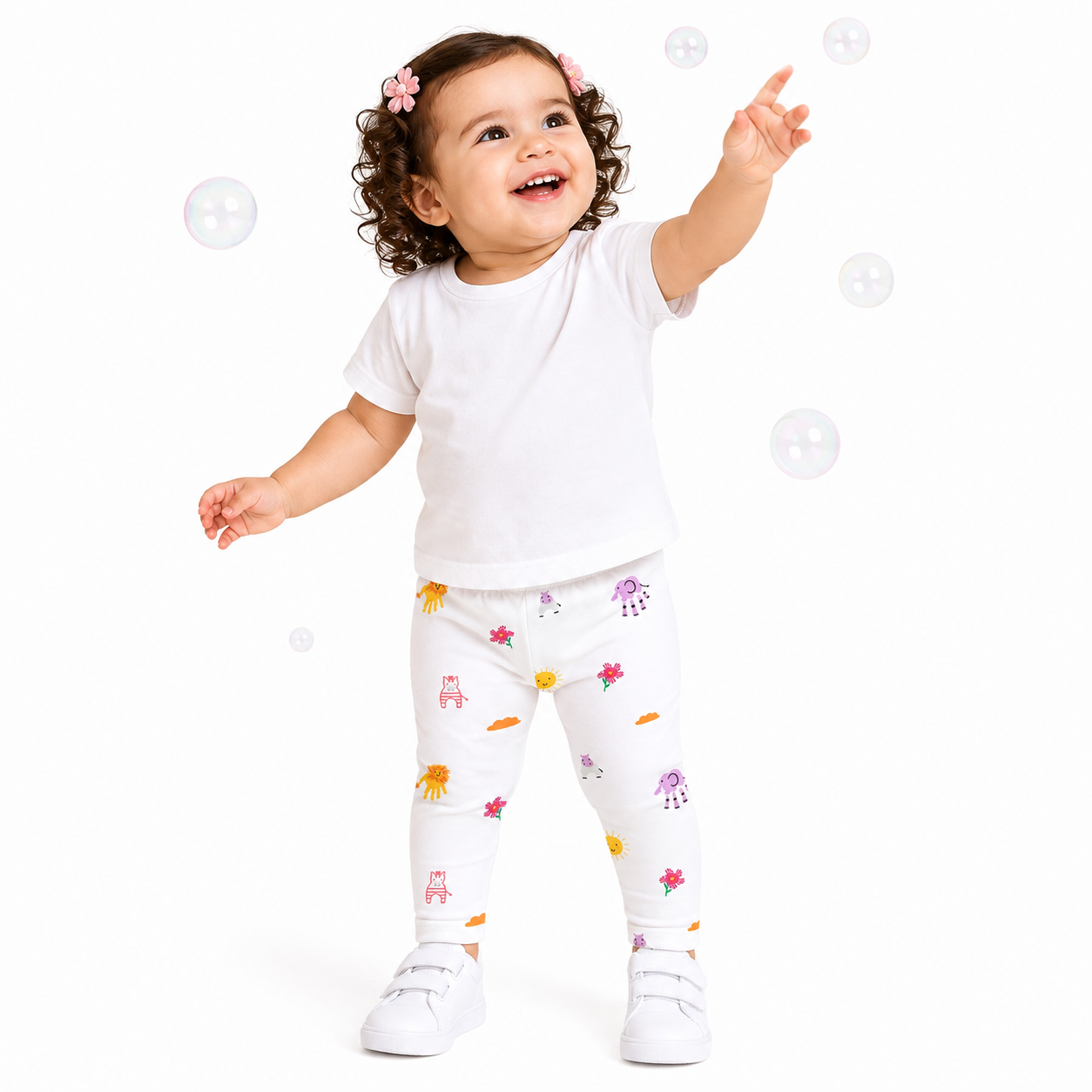 Baby Girls Orange and White Cotton Leggings Pack of 2 Regular Fit Casual Wear