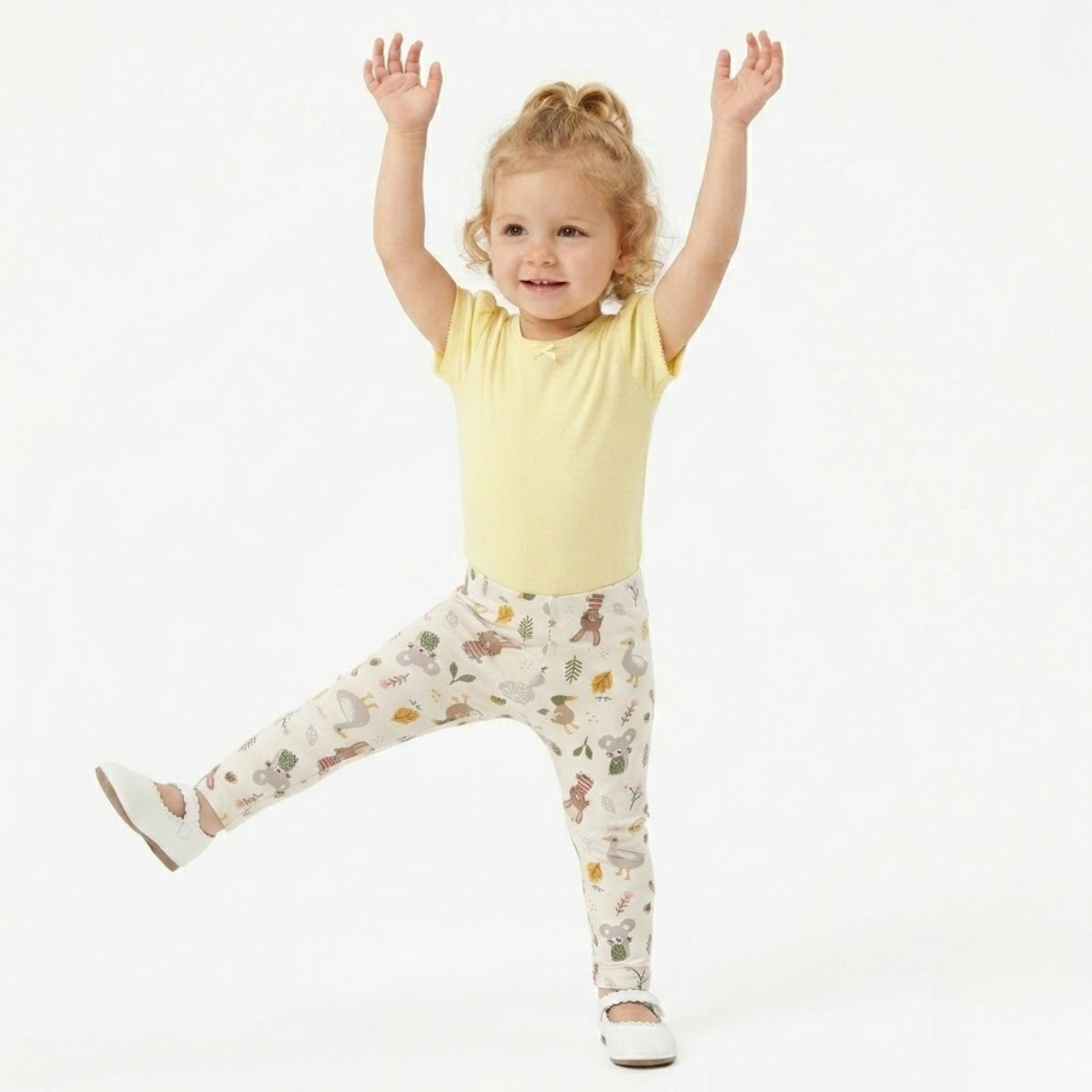 Baby Girls Pack of 3 Printed Leggings, Yellow, Pink and White