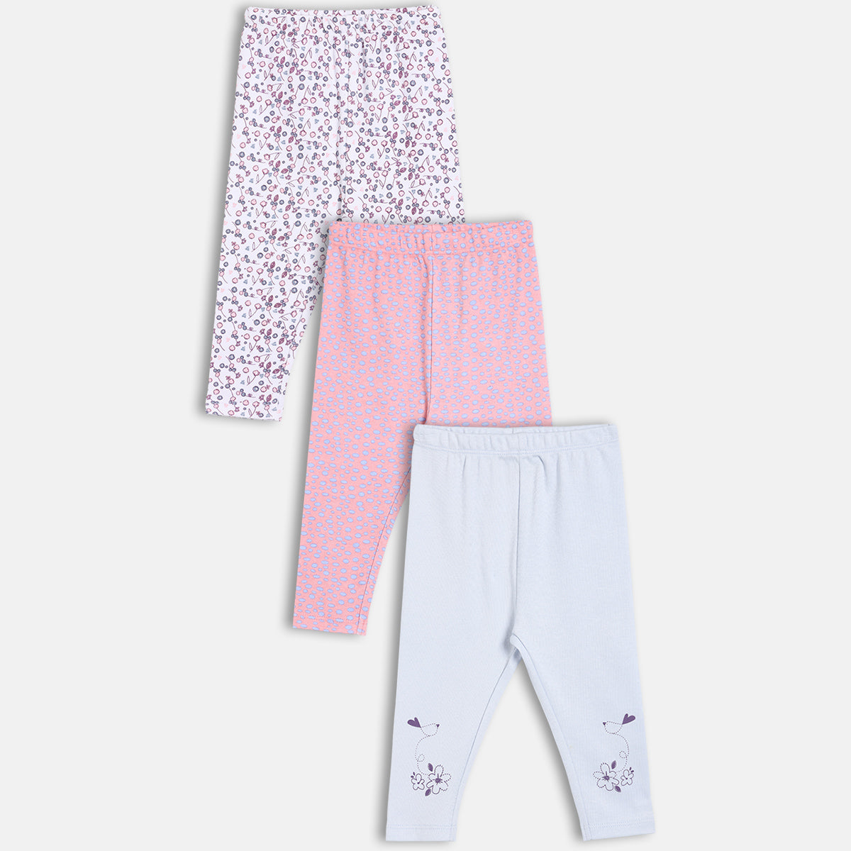 Girls Pack Of 3 High Raise Full Length Leggings - Multi