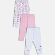 Girls Pack Of 3 High Raise Full Length Leggings - Multi