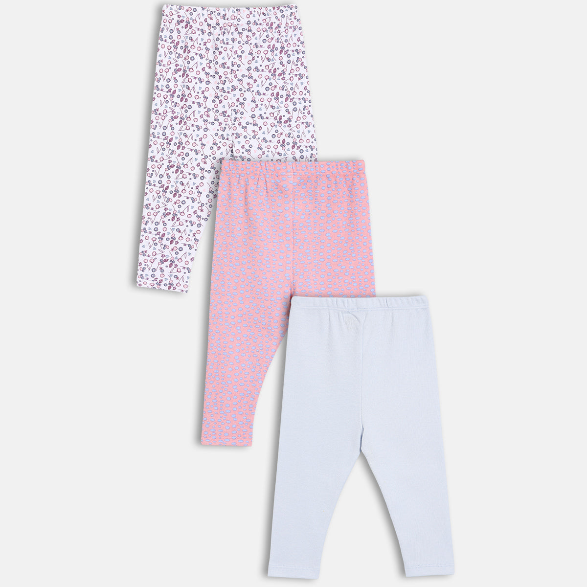 Girls Pack Of 3 High Raise Full Length Leggings - Multi