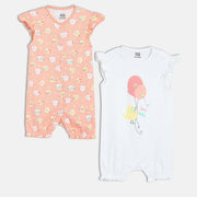 Girls Pack Of 2 Front Open Frill Sleeve Romper Multi